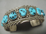 Richard Begay Vintage Native American Navajo Blue Turquoise Sterling Silver Bracelet-Nativo Arts