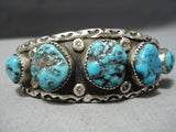 Tremendous Vintage Native American Navajo Nugget Turquoise Pierce Randolph Bracelet-Nativo Arts