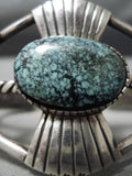 Museum Vintage Native American Navajo Spider Turquoise Sterling Silver Bracelet Old-Nativo Arts