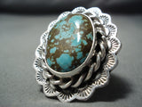 Magnificent San Felipe #8 Turquoise Mine Sterling Silver Ring Native American-Nativo Arts