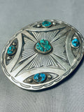 Peters Family Vintage Native American Navajo Turquoise Sterling Silver Buckle Old-Nativo Arts