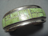 One Of The Best Vintage Native American Zuni Gaspeite Sterling Silver Bracelet Cuff-Nativo Arts