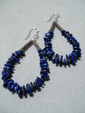 Fantastic Navajo Native American Lapis Sterling Silver Earrings-Nativo Arts