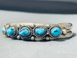 Traditional Vintage Native American Navajo Old Kingman Turquoise Sterling Silver Bracelet-Nativo Arts