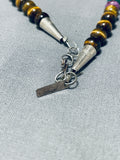 Authentic Thomas Singer Vintage Native American Navajo Tiger's Eye Sterling Silver Necklace-Nativo Arts