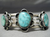 Striking Vintage Native American Navajo Carico Lake Turquoise Sterling Silver Bracelet Old-Nativo Arts