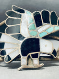 Best Vintage Native American Zuni Eagle Turquoise Inlay Sterling Silver Bracelet Old-Nativo Arts