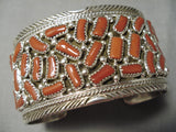 Huge Chunky Red Coral Native American Navajo Sterling Silver Bracelet Cuff-Nativo Arts