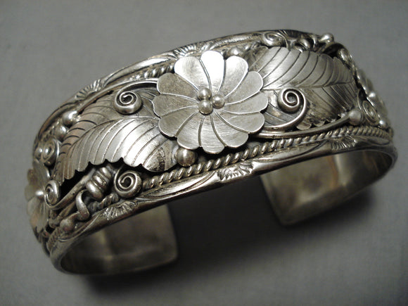 Exceptional Vintage Native American Hopi Dawn Lucas Sterling Silver Applique Bracelet Old-Nativo Arts