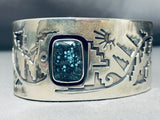 Important Vintage Native American Navajo Lander Blue Turquoise Sterling Silver Bracelet-Nativo Arts