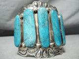 Best Vintage Native American Navajo Long Turquoisesterling Silver Bracelet Old-Nativo Arts