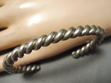 Wonderful Vintage Native American Navajo Handwoven Sterling Silver Bracelet Cuff Old-Nativo Arts