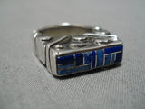 Incredible Vintage Navajo Inlay Lapis Sterling Silver Native American Ring-Nativo Arts