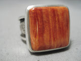 One Of The Best Native American Navajo Squared Spiny Shell Sterling Silver Heavy Ring-Nativo Arts