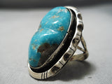 Huge Bea Johnson Vintage Native American Navajo Turquoise Sterling Silver Ring-Nativo Arts