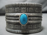 Astonishing Vintage Native American Navajo Blue Gem Turquoise Sterling Silver Bracelet Cuff-Nativo Arts