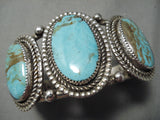 Huge Heavy Vintage Native American Navajo #8 Turquoise Sterling Silver Bracelet Old-Nativo Arts