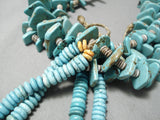 One Of The Best Vintage Native American Navajo Turquoise Chunk Jacla Necklace- 360 Grams!-Nativo Arts