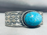 Domed Protruding Mystical Native American Navajo Turquoise Sterling Silver Bracelet-Nativo Arts