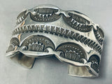 128 Gram Into The Deep Stamp Vintage Native American Navajo Sterling Silver Bracelet-Nativo Arts