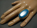 Vintage Navajo Ring Blue Diamond Turquoise Sterling Silver Native American-Nativo Arts