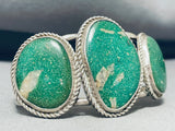Huge Vintage Native American Navajo Green Turquoise Sterling Silver Bracelet-Nativo Arts