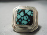 Heavy Thick Sturdy Vintage Native American Navajo Spiderweb Turquoise Sterling Silver Ring-Nativo Arts