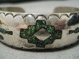 Museum Quality!! Vintage Native American Navajo Heavy Green Turquoise Sterling Silver Bracelet-Nativo Arts