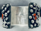 One Of The Best Ever Native American Navajo Coral Cross Sterling Silver Bracelet-Nativo Arts