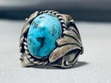 Captivating Vintage Native American Navajo Blue Diamond Turquoise Sterling Silver Ring-Nativo Arts