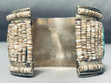 Eye Catching Best Vintage Native American Navajo Turquoise Heishi Sterling Silver Bracelet-Nativo Arts