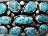 Unforgettable Vintage Native American Navajo Morenci Turquoise Sterling Silver Bracelet Old-Nativo Arts