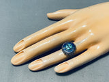 Beautiful Vintage Native American Zuni Blue Gem Turquoise Lapis Sterling Silver Sunface Ring-Nativo Arts