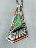 Important Vintage Native American Navajo Dave Tune Turquoise Inlay Sterling Silver Necklace-Nativo Arts