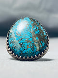 Exquisite Vintage Native American Navajo Spiderweb Turquoise Sterling Silver Ring-Nativo Arts