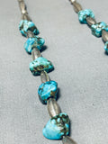 Astounding Vintage Native American Navajo Kingman Turquoise Sterling Silver Necklace-Nativo Arts