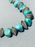 Hand Tooled Vintage Native American Navajo Turquoise Sterling Silver Necklace-Nativo Arts
