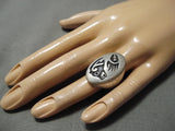 Huge Vintage Hopi Native American Sterling Silver Bear Ring-Nativo Arts