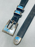 The Best Vintage Native American Navajo Denim Lapis Sterling Silver Ranger Buckle Belt Set-Nativo Arts