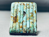 Important Vintage Native American Navajo Royston Turquoise Sterling Silver Inlay Ring-Nativo Arts