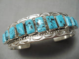 Stepping Stones Turquoise Vintage Native American Navajo Sterling Silver Bracelet Cuff-Nativo Arts