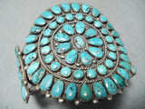 Colossal Vintage Native American Navajo Huge Turquoise Cluster Sterling Silver Bracelet-Nativo Arts