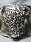 Heavy 221 Grams Native American Navajo Buffalo Sterling Silver Coin Bracelet-Nativo Arts