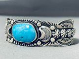 Victor Begay Vintage Native American Navajo Blue Gem Turquoise Sterling Silver Bracelet-Nativo Arts