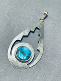 Marvelous Vintage Native American Navajo Morenci Turquoise Sterling Silver Pendant-Nativo Arts