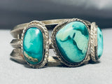 Very Rare Aquastone Vintage Native American Navajo Sterling Silver Bracelet Cuff-Nativo Arts