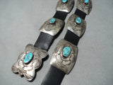 Outstanding Vintage Native American Navajo Morenci Turquoise Sterling Silver Concho Belt Old-Nativo Arts