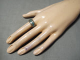 Striking Vintage Native American Navajo Turquoise Chip Inlay Sterling Silver Ring-Nativo Arts