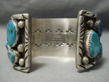 Native American Big Heavy Thick Navajo Turquoise Sterling Silver Bracelet-huge!-Nativo Arts