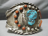 One Of The Best Huge Vintage Native American Navajo Turquoise Sterling Silver Bracelet Old-Nativo Arts